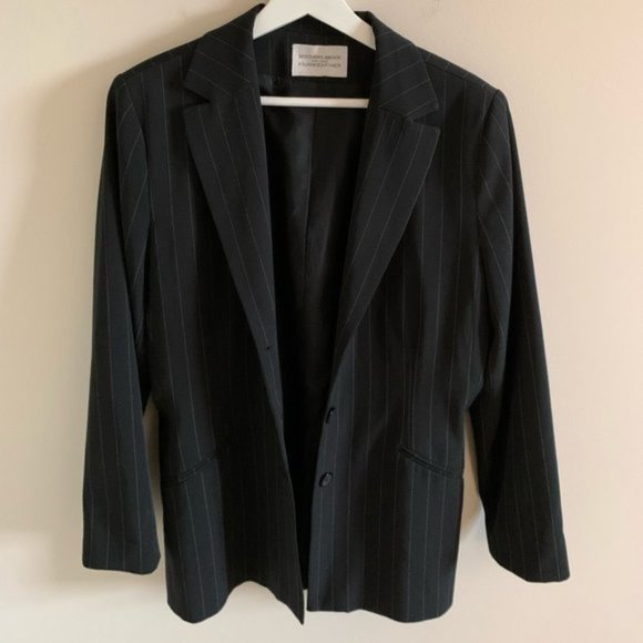 Vintage Beecher Brook for Fairweather Striped Black Oversized Blazer Size Small - Picture 5 of 10